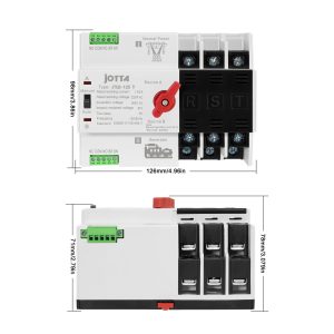 Jotta W2R-2P/3P/4P 100A 220V Mini ATS Automatic Transfer Switch 100 amp Electrical Selector Switches Dual Power Switch (3P 100A 220V)