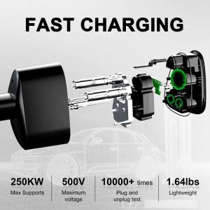 CCS to Tesla Adapter 250kW DC Fast Charger, CCS1 Charging Accessories Compatible for Model 3/S/X/Y, IP67 Waterproof EV Charging Adapter for Supercharger & DC Stations