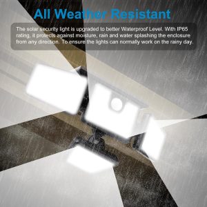 AmeriTop Solar Lights Outdoor, 2 Pack 300 LED High Brightness Cordless Solar Motion Sensor Lights; 4 Adjustable Heads,320° Wide Angle Illumination, IP65 Waterproof, Security LED Flood Light(Daylight)