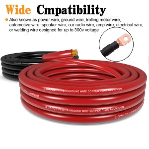 1/0 Gauge Battery Cable Wire Copper Clad Aluminum CCA Amp Wiring Kit 40FT Black/Red for Automotive Power Ground,Car Audio Speaker,Inverter Truck with 250A ANL Fuse Holder Lug Terminal Heat Shrink Tube