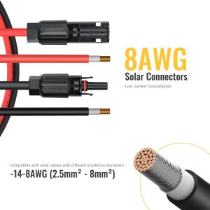 BougeRV 44 PCS Solar Connectors Solar Panel Cable Connector Kit with Spanners - IP68 Waterproof 22 Pairs Male/Female (8AWG)