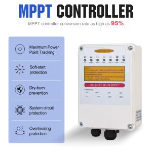 ECO-WORTHY 400W Solar Well Pump Kit, 140W Deep Well Submersible Pump with MPPT Controller Powered by 4pcs 100W Solar Panels for Off-grid Family use, Farm & Ranch, Deep Well