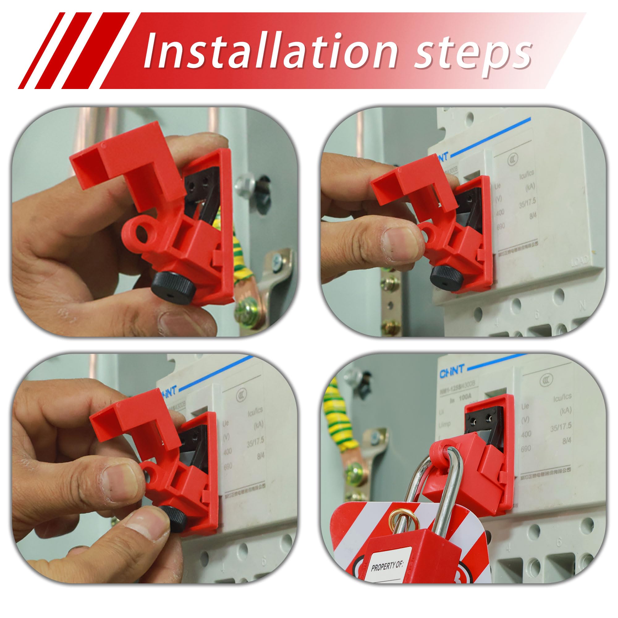 AuRandoo 12 Pack Circuit Breaker Lockout Kit - Single Pole Clamp-On 120/277V Breaker Box Lock & Electrical Panel Lockout Device Lock Out Tag Out OSHA Compliant - Image 5