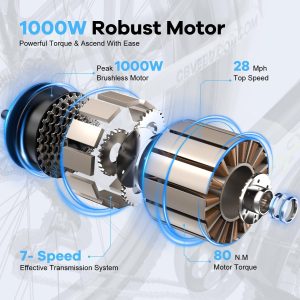 Cybervelo 1000 Peak Electric Bike for Adults,up 80 Miles 25AH Removable Battery Ebike, 26" Electric E Bike with 7-Speed,Adult Electric Bicycles for Commute Beach Snow Man Womens All Terrain