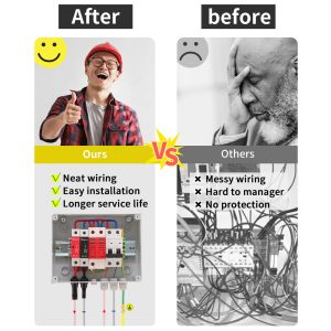 VOU 600V Solar DC PV Combiner Box for Solar Panel,1 String with Lightning Arrester Connector for On/Off Grid Solar Panel System,1 Input 1 Out 15A Rated Current Fuse,63A Circuit Breaker,Waterproof