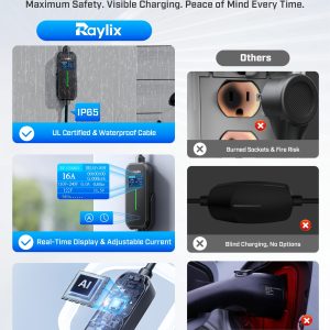 2025 Upgraded Level 1&2 Portable EV Charger, 16Amp Adjustable Current & Timer, 110V–240V, NEMA 5-15 & 6-20 Plugs, 21Ft EV Charging Cable, J1772 Electric Car Charger for All EVs/PHEVs, EV Charging Cord