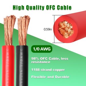 Kimbluth 1/0 Gauge Battery Cable Copper Wire, 3FT Red+3FT Black 1/0 AWG Welding Cable Standard USA OFC Wire for Automotive, Battery, Solar, Marine and Generator