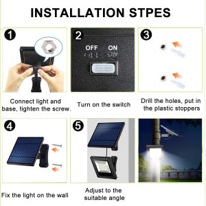 Awanber Solar Powered Lights Outdoor, Bright White Light IP65 Waterproof Auto Dusk to Dawn 350° Adjustable Solar Security Flood Lights for Barn, Garden, Garage, Pathway, Yard, Patio, Lawn, Balcony