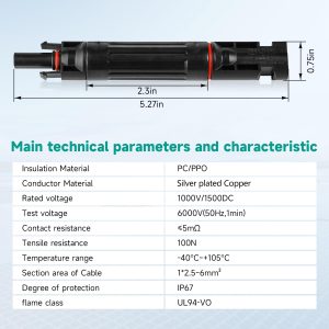 IGOYE Waterproof in-Line Fuse Solar Panel Holder 15A 1000V PV Panel String Fuse Male and Female Connector for Solar Pannel (Pack of 5)