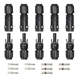 8AWG Solar Panel Connectors IP68 Waterproof 1500V 70A Solid Tinned Copper Terminal Black 5 Pairs for Solar PV Cable(10mm²)