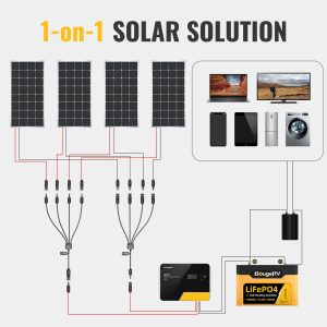 BougeRV Solar Y Branch Connectors Extra Long Solar Panel Parallel Connectors 1 to 4 Solar Cable Wire Plug Tool Kit (M/FFFF and F/MMMM)