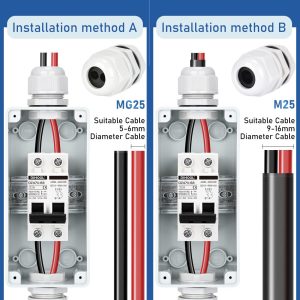DIHOOL Solar Panel Disconnect Switch with IP65 Din Box, 30 Amp Dual Pole 12V-400V, Non Polarized AC DC Miniature Circuit Breaker, PV Array Shut Off Isolator