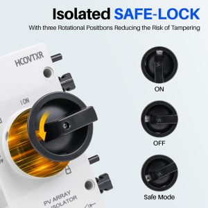 HCOVTXR Solar Disconnect Switch 32Amp 1000VDC,4 Pole Solar Isolator Switch with IP66 Waterproof Enclosure,DC Disconnect Switch for Solar Panel