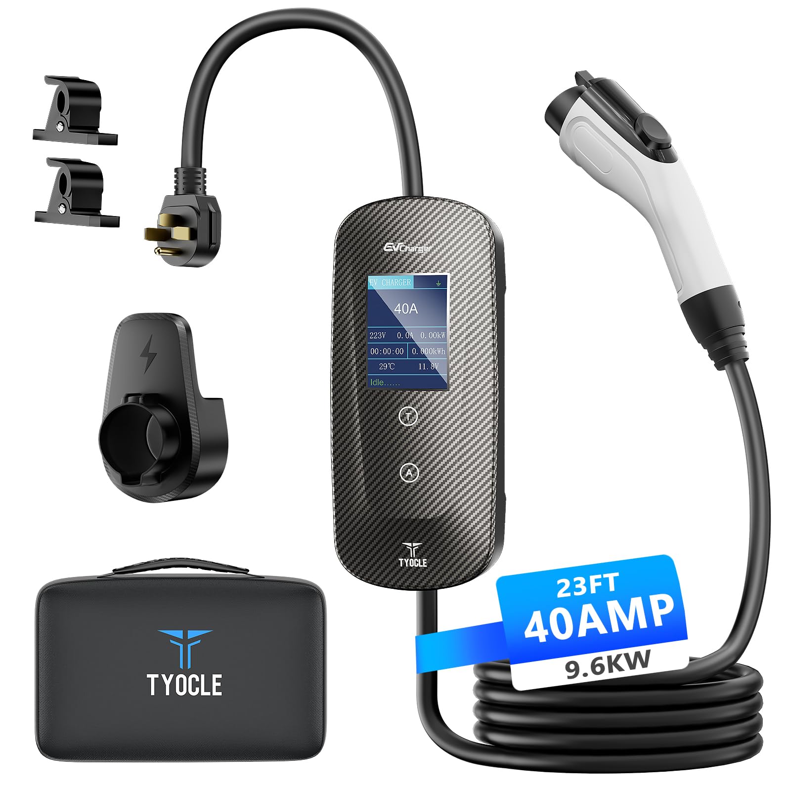 2025 New Portable Level 2 EV Charger (40Amp, 240V, NEMA 14-50P) with 23 Ft Cable. The Mobile Electric Vehicle Equipment Works Home Car Charging, Offering Charging for EV Model