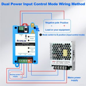 Dual Power Automatic Transfer Switch, 5A DC 5-60V, Fast Switching, Solar/Battery/Adapter Backup Power Selector with Reverse & Overload Protection