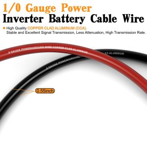 1/0 Gauge Battery Cable Wire Copper Clad Aluminum CCA Amp Wiring Kit 40FT Black/Red for Automotive Power Ground,Car Audio Speaker,Inverter Truck with 250A ANL Fuse Holder Lug Terminal Heat Shrink Tube