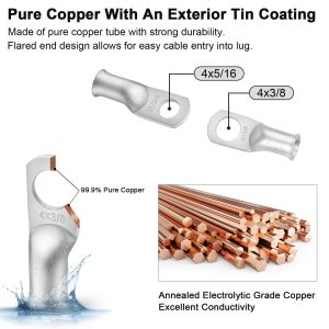 iGreely 4 AWG Gauge Wire Welding Battery Pure Copper Ultra Flexible Cable,10 Feet Black + 10 Feet Red Oxygen Free Copper OFC Welding Cable and Lugs Terminal Connectors with Heat Shrink Tubing