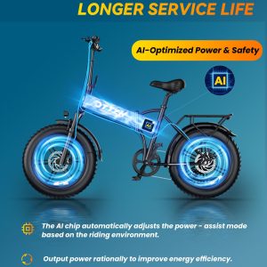 DTTZH Folding Electric Bikes for Adults, 1000W 30MPH Foldable Ebike, 20 Inch Fat Tire Folding Commuter E Bike, 60 Miles 48V 15Ah Removable Battery, UL2849 Adults Electric Bicycle Black