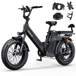TESWAY 200Miles Ultra Long Range Step-Thru Electric Bike for Adults 2000W 32MPH, UL Certified 48V 60AH Full Suspension Ebike (48v 200miles Single Motor/Step-Thru, Black)