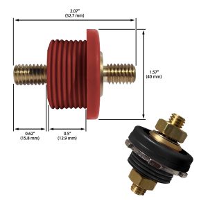 3/8" Thru-Panel Stud Junction with Cover, High Power Copper Core Bushing, Through Panel Battery Terminal Bulkhead Pair, Red and Black (Pair Red/Black)