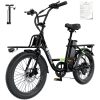 isinwheel U7 E Bike for Adults Electric Bike with Dual Cargo Rack, 48V 1000W Peak Ebikes for Adults, 7 Speed Gear, 20mph Step Thru Cruiser Electric Bicycles, 20" × 3“ Fat Tire Ebike