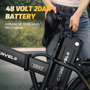 1000W Folding Electric Bike, 48V 20.8AH Large Removable Battery E-Bike, 30+MPH, 80 Miles Max Range, 20" Fat Tire Electric Bike for Adults, Adult Electric Bicycles Commute E-Bikes For Women/Men