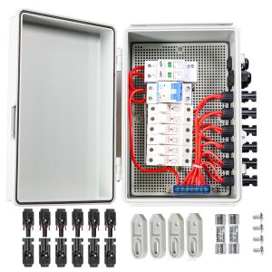 Combiner Box for Solar Panels Pv Combiner Box Solar Combiner Box with 6 String 15A Rated Current Fuse Surge Protective Device and 63A Air Circuit Breaker for On/Off Grid Solar Panel System