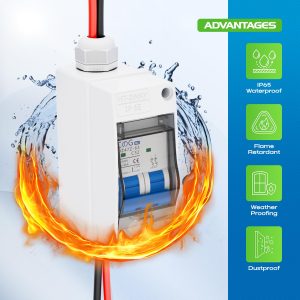 Solar Panel Disconnect Switch, CGELE 32 Amp DC 500V Breaker Box PV Disconnect Switch Miniature Circuit Breaker with IP65 Waterproof Box-Upgrade