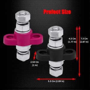 3/8" Stud Remote Battery Terminals 12V 250A, Ampper M10 Single Stud Battery Junction Post Thru Panel Remote Terminal Jumper Post Feed Through W/Cover (1 Pair)