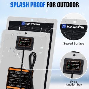 ECO-WORTHY Solar Battery Charger 12 Volt Waterproof Portable Power Solar Panel Solar Trickle Car Battery Charger Maintainer for Car Truck Boat RV Motorcycle Marine Trailer Battery,Plug and Play