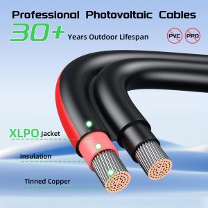 Bateria Power 20Ft 10AWG Solar Panel Extension Cable, 6mm² Twin Wire Conductor Parallel Solar Wire Adapter Kit with Waterproof Female & Male Solar Connectors for RV, Marine, Photovoltaic Systems