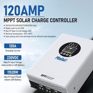 120A MPPT Solar Charge Controller, Max PV Input 230V, 12V 24V 36V 48V 60V 72V 84V 96V Auto, 120amp w/Large Solar Panel Charge Controller Intelligent Regulator for FLD/LiFePO4/SLD/GEL/AGM