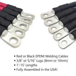 4 AWG Gauge Fully Assembled Battery Cables, 1-15ft Lengths, Positive or Negative Wire, Pure Copper Battery Replacement Cables, Solar Car Truck RV Camper (3ft - 5/16” Lugs, Single Black)