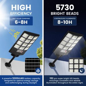 CVCPBU Solar Street Lights Outdoor, 10000K Super Bright LED, Waterproof IP65, Motion Sensor, Dusk to Dawn, Easy Install for Yard, Parking Lot, Commercial Area, Security Light for Outside, 2 Pack