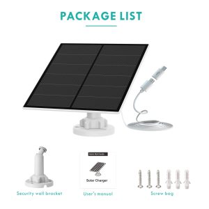 5W Solar Panel for Security Camera Outdoor, 5V USB Solar Panel Charger Compatible with Rechargeable Battery Powered Cam, IP65 Waterproof, 9.8ft Cable, 360° Adjustable Bracket