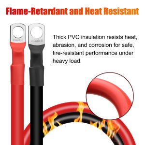 Linkstyle 6PCS 2 AWG 12Inch Battery Cables, 30CM 2 Gauge Pure Copper Power Inverter Wire with 5/16" Lugs Terminals, for Car Solar RV Golf Cart Marine (1FT)