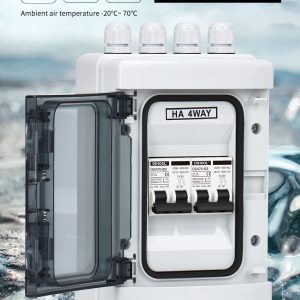 DIHOOL DC Circuit Breaker Box Cover with UV-Proof, 20 Amp Electrical Power Distribution Box 2 in 2 Out, PV Solar Disconnect Switch