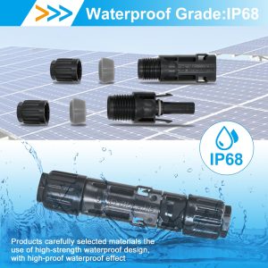 Slocable 8AWG Solar Panel Connector 10mm2, 1500V IP68 Waterproof 70A PV Plug Tinned Copper Pins,5 Pairs