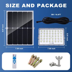 100W LED Solar Flood Lights, 5000mah 8000K Street Flood Light Outdoor IP66 Waterproof with Remote Control Security Lighting for Parking Lot, Yard, Garden, Swimming Pool, Pathway