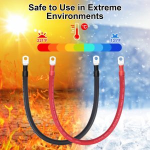 Geosiry 2/0 Battery Cables, 3FT 2/0 Welding Cable with 5/16” Lugs for DIY Enthusiasts and Professional Mechanics, Perfect for Cars and Motorcycles (2/0AWG-5/16, 3FT)