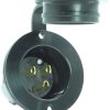 Journeyman-Pro 5278 15 Amp 125 Volt, Flanged Inlet, Black Commercial Grade, 2 Pole-3 Wire, Straight Blade, Nema 5-15 (with Cover/Cap)