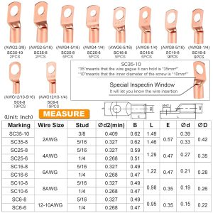 TKDMR 160Pcs Copper Wire Lugs AWG2 4 6 8 10 12 with Heat Shrink Set, 80Pcs Battery Cable Ends Ring Terminals Connectors Tubing Assortment Kit
