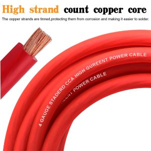 Taukealugs 4 Gauge Wire Copper Clad Aluminum CCA 50FT Black/Red with 4ga lugs,100A ANL Fuse Holder and Heat Shrink Tube - Battery Power/Ground Cable,Car Audio Speaker,RV Trailer Amp Wiring kit