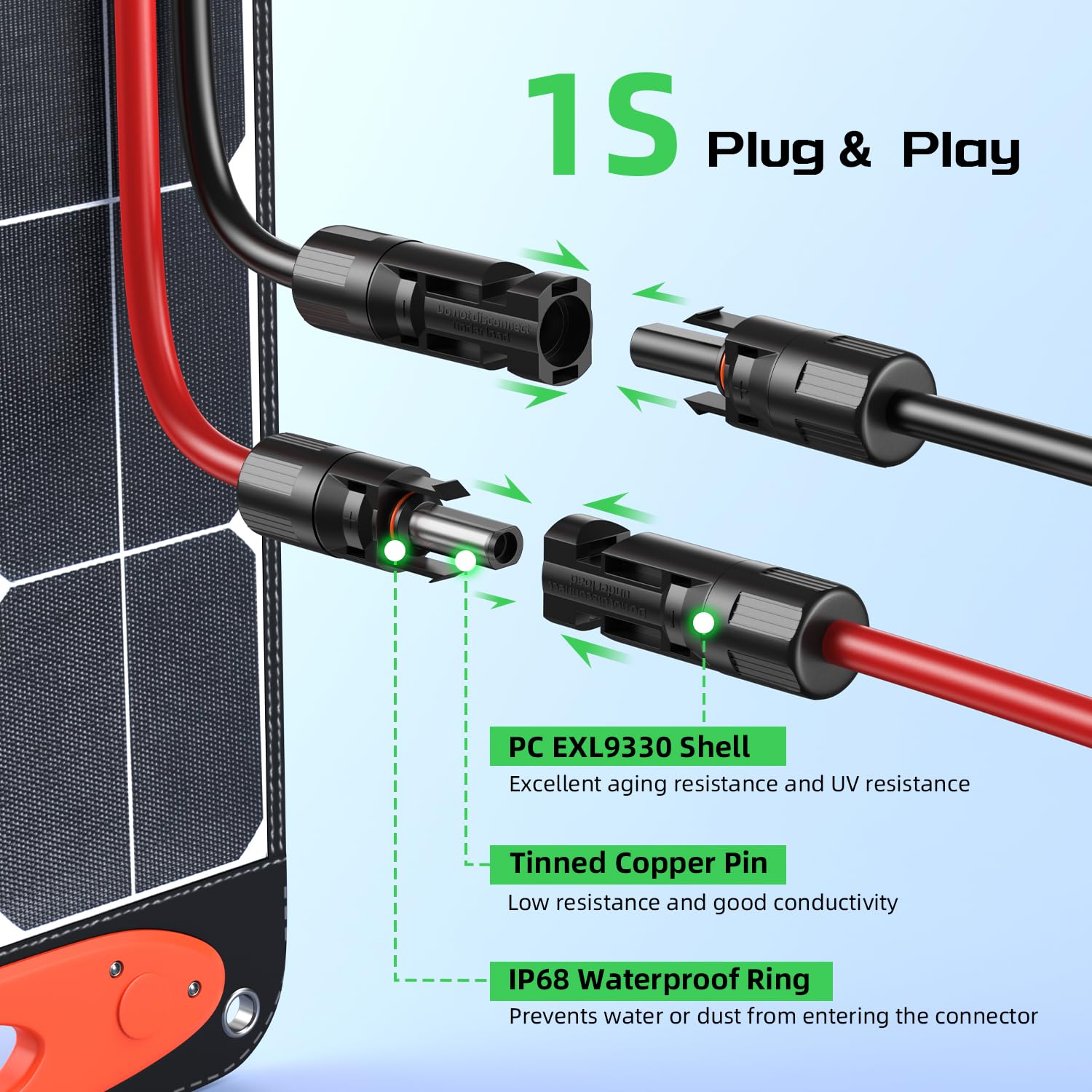Bateria Power Solar to XT60 Charge Extension Cable 12AWG 10Ft Solar Connector to XT60 Adapter Cable for Solar Panel to LiFePO4 Battery RV Portable Power Station Solar Generator - Image 5