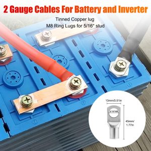 Linkstyle 6PCS 2 AWG 12Inch Battery Cables, 30CM 2 Gauge Pure Copper Power Inverter Wire with 5/16" Lugs Terminals, for Car Solar RV Golf Cart Marine (1FT)