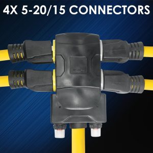 [240V to 120V] 30 Amp to 20 Amp 110 Adapter with Circuit Breaker Dryer Adapter Cord Distribution NEMA 14-30 Adapter to 4X 5-15R/5-20R T-Blade Multiple Use ETL Listed 1.5 FT Household Outlet