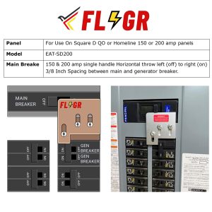 Generator Interlock Kit Compatible with Square D QO or Homeline 150 or 200 amp Panels. 1 3/8 in Spacing Between The Main and Generator Circuit Breakers, SD200A Professional Generator Interlock Kit