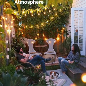 addlon 54FT(48+6) Solar String Lights Outdoor Waterproof with USB Charging & Remote Control - Dimmable Solar Power Patio Lights with LED Bulbs for Porch, Garden, Yard, Market, Bistro - Last for 20+Hrs