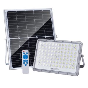 300W LED Solar Flood Lights, 15000mah 8000K Street Flood Light Outdoor IP66 Waterproof with Remote Control Security Lighting for Parking Lot, Yard, Garden, Swimming Pool, Pathway