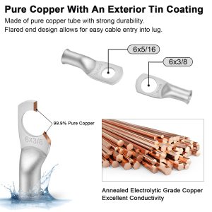 iGreely 6 Gauge 6 AWG Wire 10 Feet Black + 10 Feet Red Ultra Flexible Welding Battery Pure Copper Cable + 5pcs of 5/16" & 5pcs 3/8" Copper Cable Lug Terminal Connectors+Heat Shrink Tubing